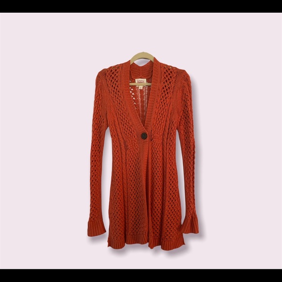 Anthropologie Rosie Netra Orange Button Sweater - size small - Picture 4 of 4